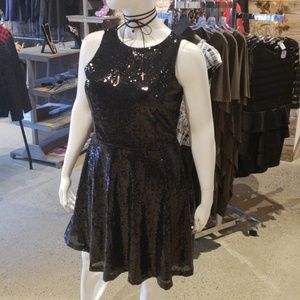 NWT Black Sequin Skater Dress